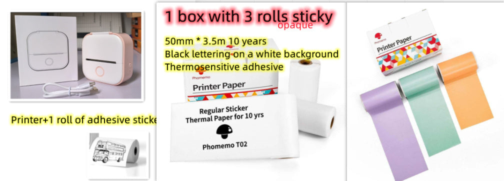 Portable Mini Thermal Label & Photo Printer - USB Rechargeable Pocket Printer for Students & Small Business
