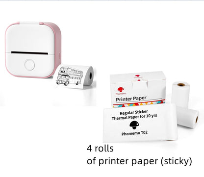 Portable Mini Thermal Label & Photo Printer - USB Rechargeable Pocket Printer for Students & Small Business