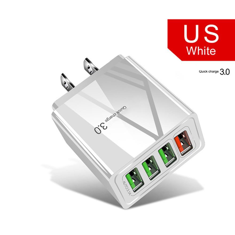 Illuminated 4-USB Phone Charger Plug - 3A Fast Charging Multiport Adapter