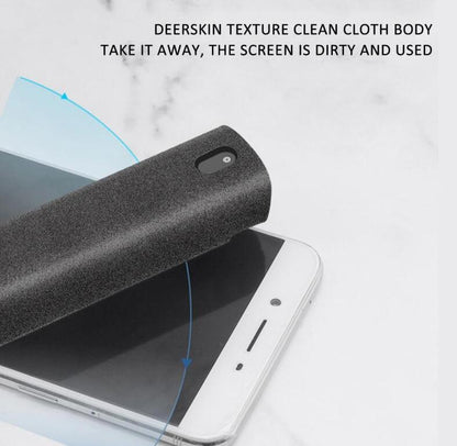 2 In 1 Phone & Computer Screen Cleaning Kit - Non-Scratch Microfiber Cloth with Cleaning Solution