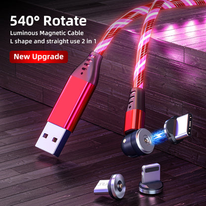 Luminous Magnetic Phone Charger Cable - 540 Rotate 3A Fast Charging for All Devices