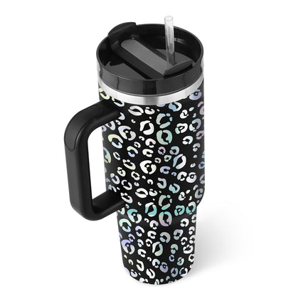 40oz Stainless Steel Insulated Tumbler with Handle & Straw