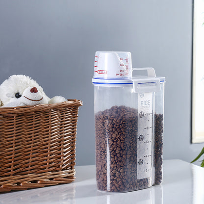 Airtight Pet Food Storage Container 1.5kg/2kg with Measuring Cup for Dog & Cat