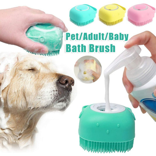 Silicone Pet Bath Massage Brush - Gentle Grooming Glove for Dogs & Cats