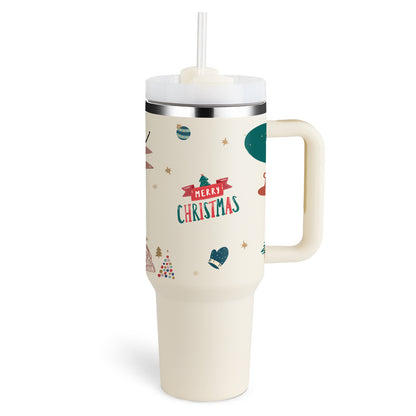 40oz Stainless Steel Insulated Tumbler with Handle & Straw