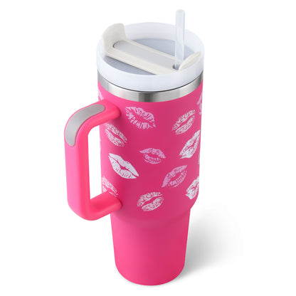 40oz Stainless Steel Insulated Tumbler with Handle & Straw