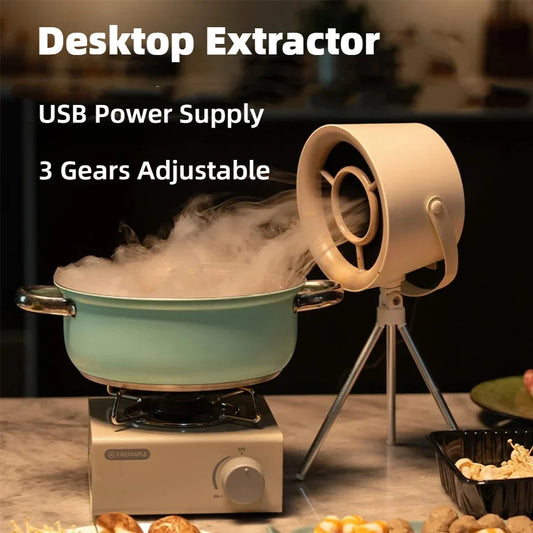 Portable Desktop Mini Range Hood - USB Rechargeable Exhaust Fan for Kitchen & BBQ
