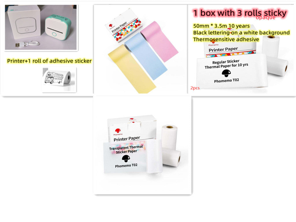 Portable Mini Thermal Label & Photo Printer - USB Rechargeable Pocket Printer for Students & Small Business