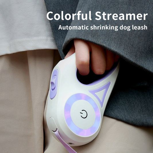 Automatic Retractable Dog Leash and Collar Set with Spotlight - Traction Rope for Small to Medium Pets