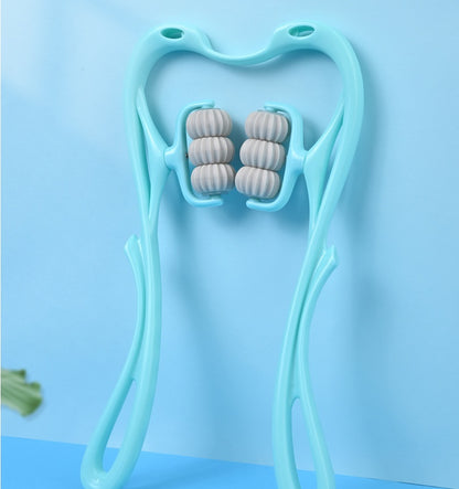 Six-Wheel Manual Neck & Shoulder Massager – Deep Tissue Roller for Pain Relief & Muscle Relaxation
