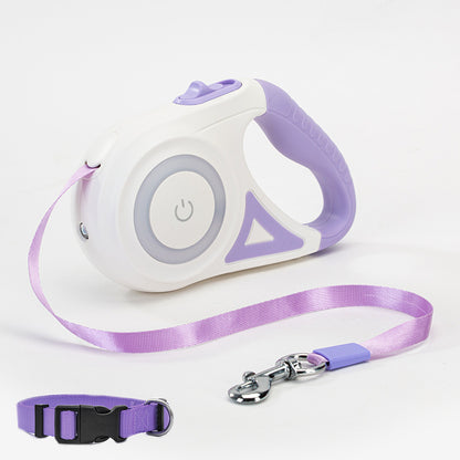 Automatic Retractable Dog Leash and Collar Set with Spotlight - Traction Rope for Small to Medium Pets