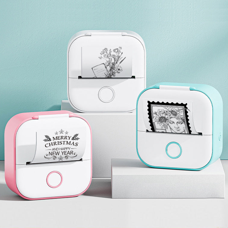 Portable Mini Thermal Label & Photo Printer - USB Rechargeable Pocket Printer for Students & Small Business