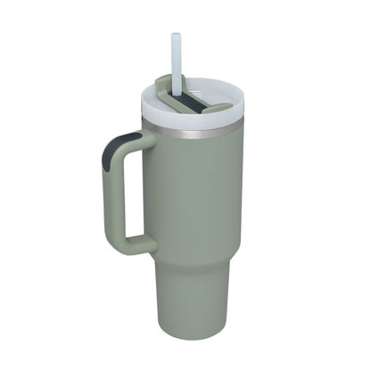40oz Stainless Steel Insulated Tumbler with Handle & Straw