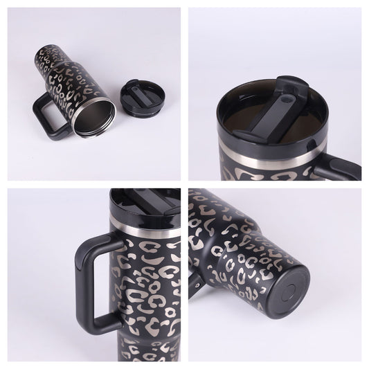 40oz Stainless Steel Insulated Tumbler with Handle & Straw