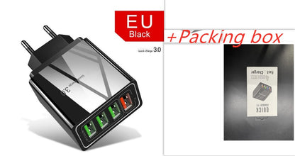 Illuminated 4-USB Phone Charger Plug - 3A Fast Charging Multiport Adapter