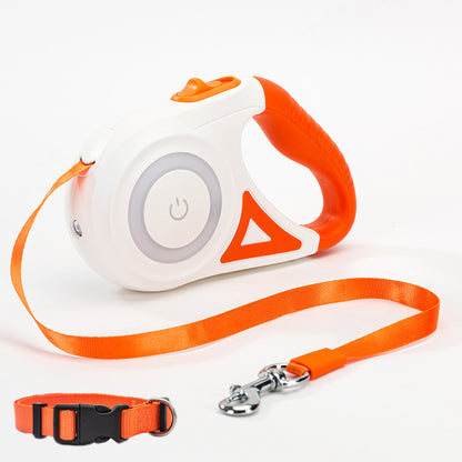 Automatic Retractable Dog Leash and Collar Set with Spotlight - Traction Rope for Small to Medium Pets