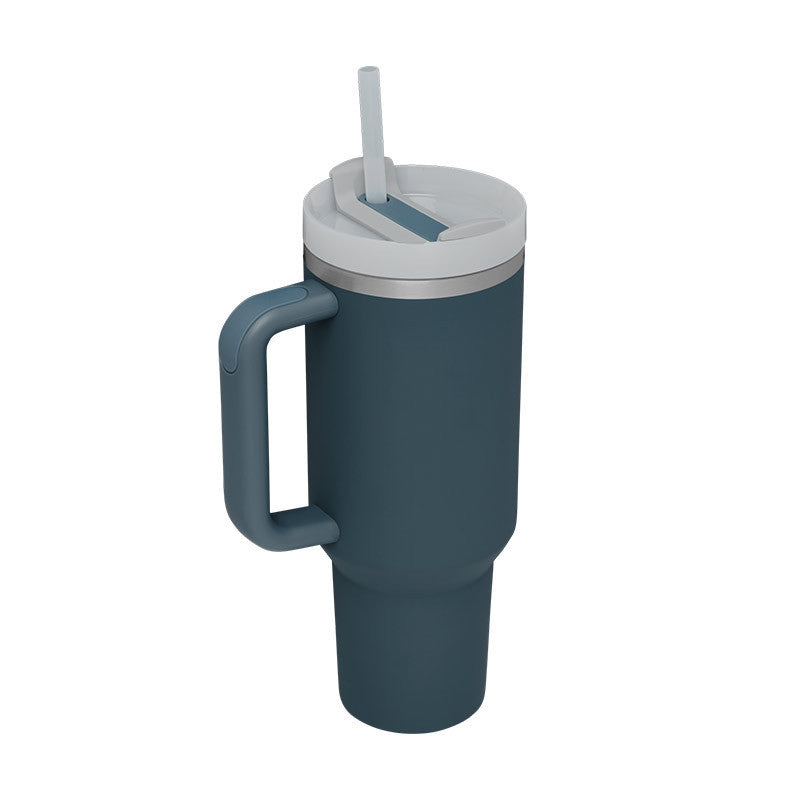 40oz Stainless Steel Insulated Tumbler with Handle & Straw